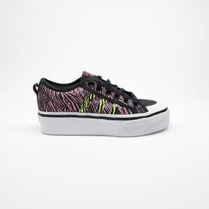 Adidas Originals‎ Women's Nizza Platform Sneakers Zebra Print Black Pink Size 8